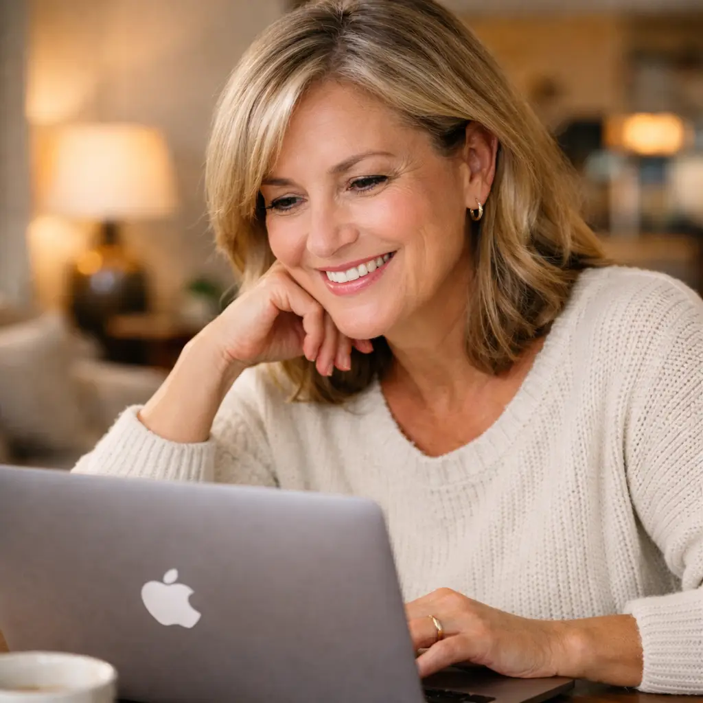 lady sitting infront of her macbook